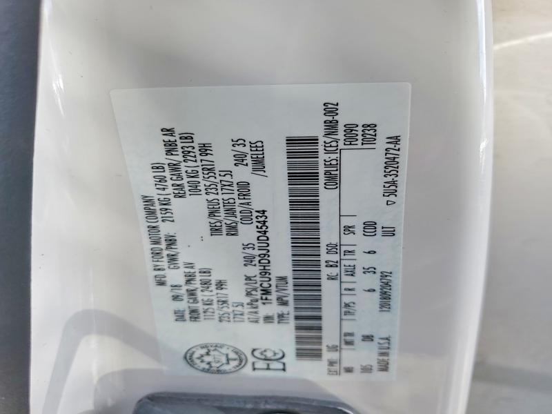 2018 Ford Escape მანქანა იყიდება აუქციონზე, vin: 1FMCU9HD9JUD45434, აუქციონის ნომერი: 49631986