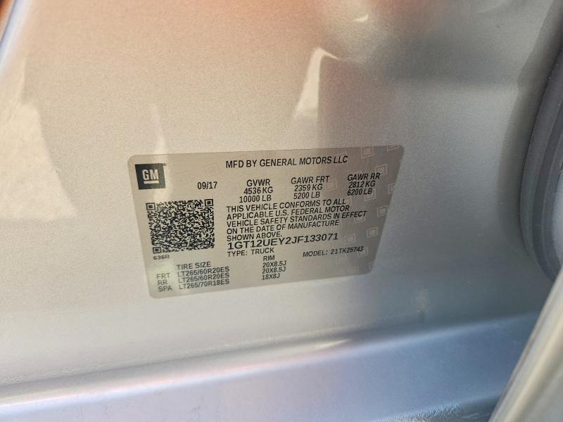 53294266 :رقم المزاد ، 1GT12UEY2JF133071 vin ، 2018 Gmc Sierra مزاد بيع