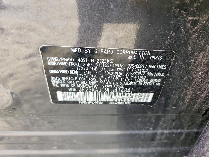 Продаж на аукціоні авто 2020 Subaru Forester, vin: JF2SKAJC9LH414841, номер лоту: 51244286