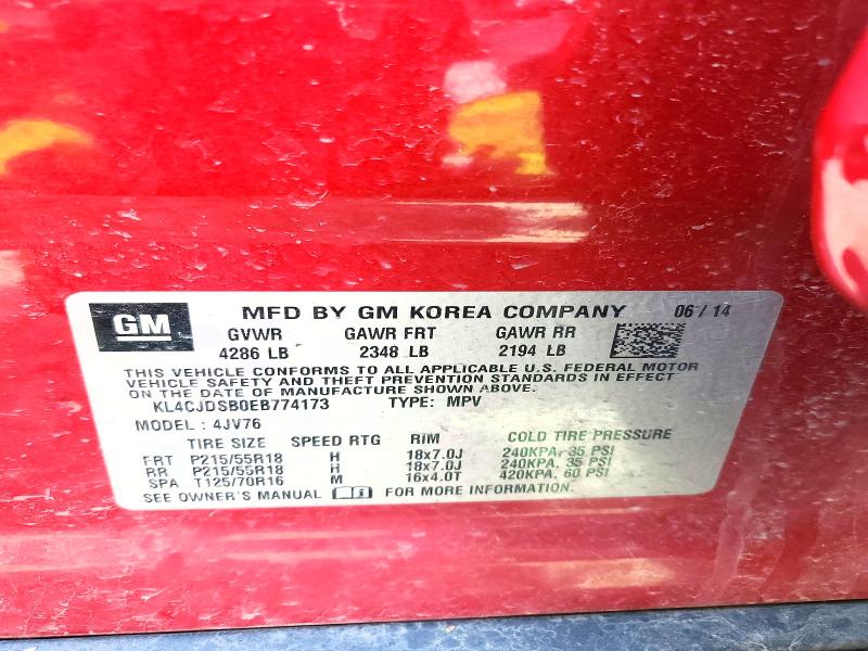 Auction sale of the 2014 Buick Encore, vin: KL4CJDSB0EB774173, lot number: 49013786