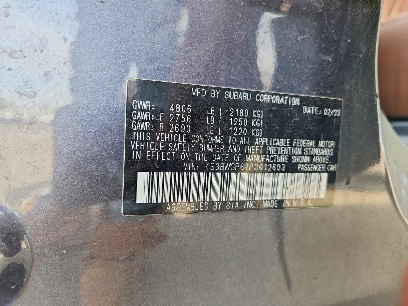 Aukcja sprzedaży 2023 Subaru Legacy, vin: 4S3BWGP67P3012603, numer aukcji: 49604006