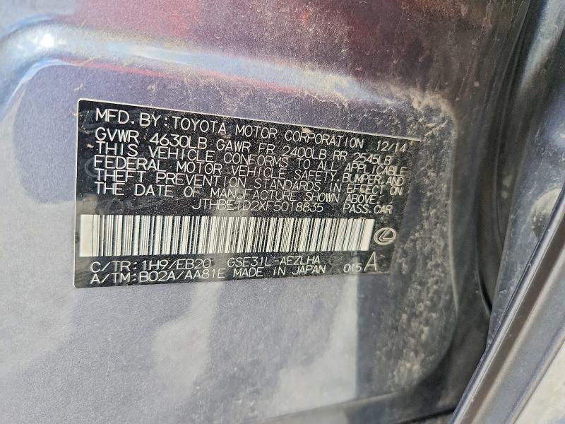 Aukcja sprzedaży 2015 Lexus Is 350, vin: JTHBE1D2XF5018835, numer aukcji: 47611396