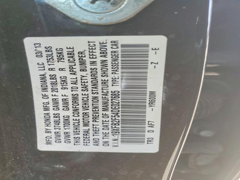 Aukcja sprzedaży 2013 Honda Civic, vin: 19XFB2F54DE027685, numer aukcji: 48516906