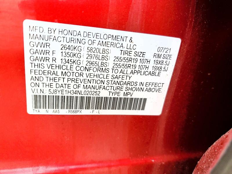 Aukcja sprzedaży 2022 Acura Mdx, vin: 5J8YE1H34NL020252, numer aukcji: 47783876