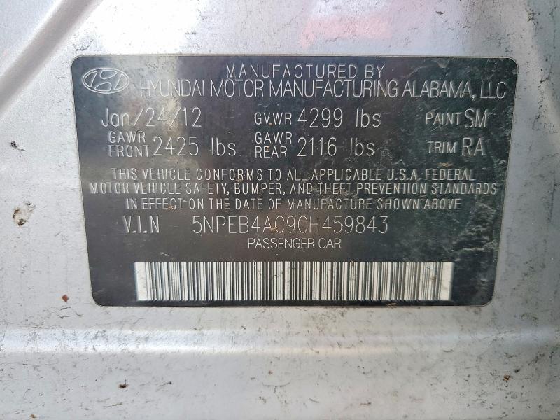 Aukcja sprzedaży 2012 Hyundai Sonata, vin: 5NPEB4AC9CH459843, numer aukcji: 48740586