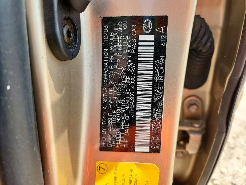 Продаж на аукціоні авто 2004 Lexus Es 330, vin: JTHBA30G140007967, номер лоту: 50113346