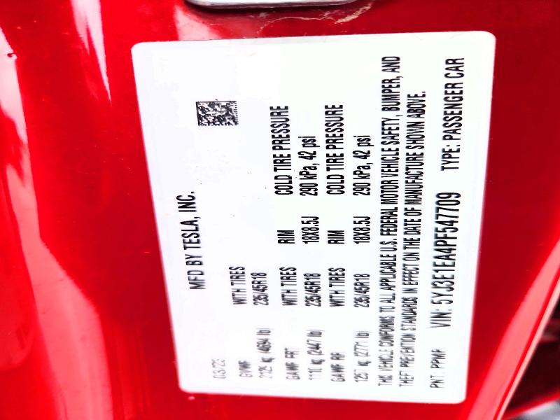 Aukcja sprzedaży 2023 Tesla Model 3, vin: 5YJ3E1EA4PF547709, numer aukcji: 48795366