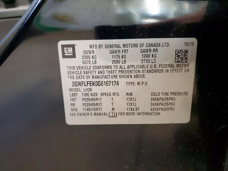 49716096 :رقم المزاد ، 2GNFLFEK0G6167174 vin ، 2016 Chevrolet Equinox مزاد بيع