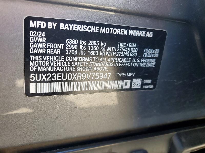 Aukcja sprzedaży 2024 Bmw X5, vin: 5UX23EU0XR9V75947, numer aukcji: 48879996