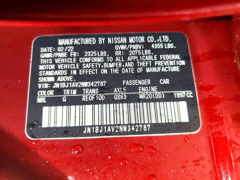 2022 Nissan Rogue Sport მანქანა იყიდება აუქციონზე, vin: JN1BJ1AV2NW342787, აუქციონის ნომერი: 49318976