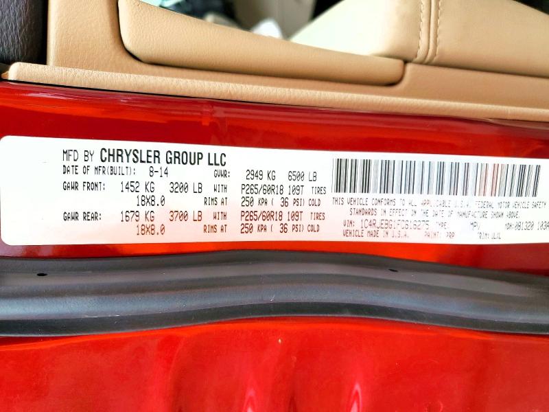 49263316 :رقم المزاد ، 1C4RJEBG1FC616275 vin ، 2015 Jeep Grand Cherokee مزاد بيع