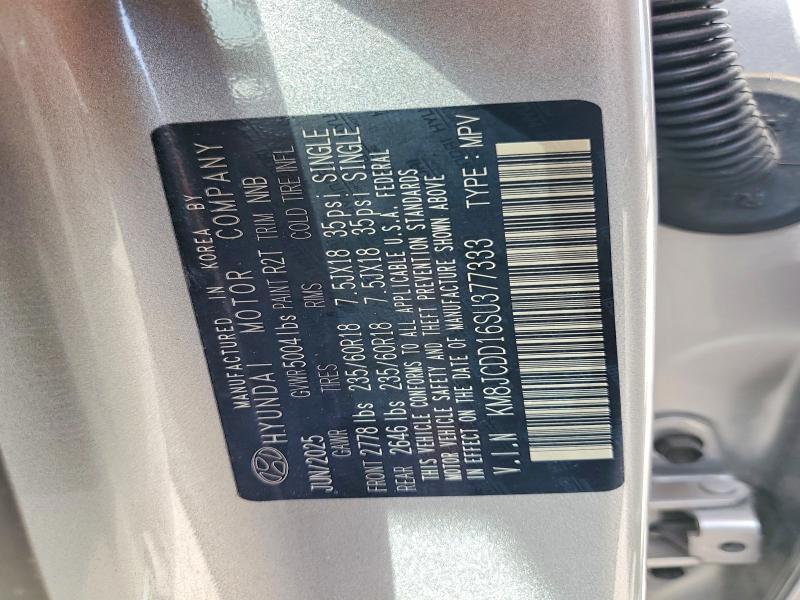49840046 :رقم المزاد ، KM8JCDD16SU377333 vin ، 2025 Hyundai Tucson مزاد بيع