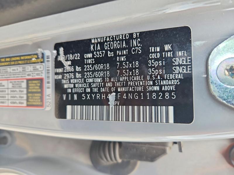 Продажа на аукционе авто 2022 Kia Sorento, vin: 5XYRH4LF4NG118285, номер лота: 49930126