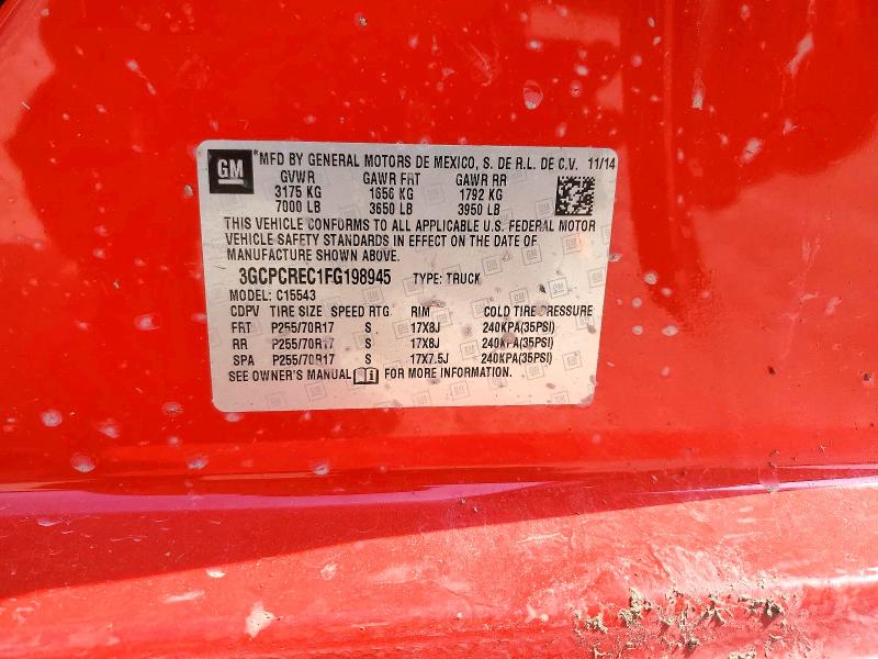 2015 Chevrolet Silverado მანქანა იყიდება აუქციონზე, vin: 3GCPCREC1FG198945, აუქციონის ნომერი: 51448726