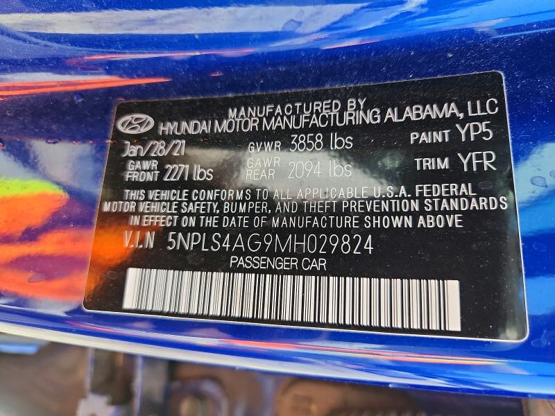 Продаж на аукціоні авто 2021 Hyundai Elantra, vin: 5NPLS4AG9MH029824, номер лоту: 48130006