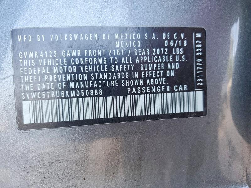 Продажа на аукционе авто 2019 Volkswagen Jetta, vin: 3VWC57BU6KM050888, номер лота: 50282566