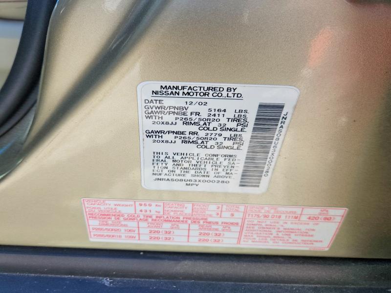 Aukcja sprzedaży 2003 Infiniti Fx35, vin: JNRAS08U63X000280, numer aukcji: 49061816