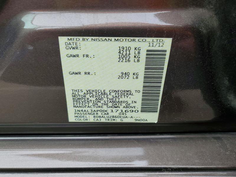 Продажа на аукционе авто 2013 Nissan Altima, vin: 1N4AL3AP0DC171690, номер лота: 51309196
