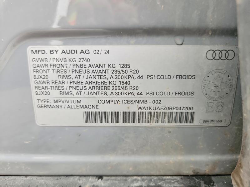 Aukcja sprzedaży 2024 Audi Q4 E-tron, vin: WA1KUAFZ0RP047200, numer aukcji: 47946296