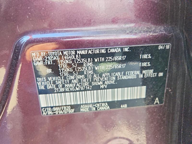 48573436 :رقم المزاد ، 2T3BFREV0JW787142 vin ، 2018 Toyota Rav4 مزاد بيع