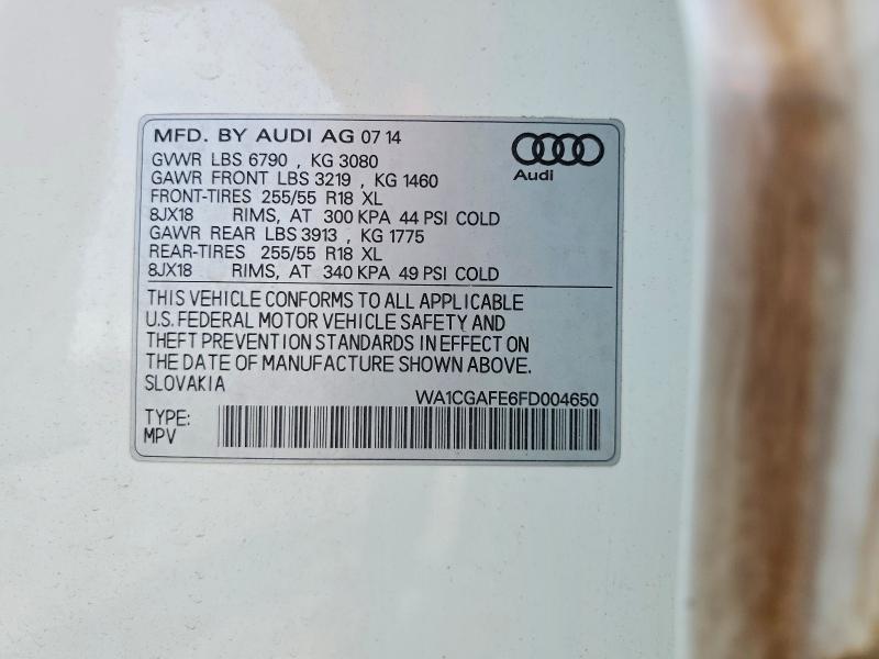 2015 Audi Q7 მანქანა იყიდება აუქციონზე, vin: WA1CGAFE6FD004650, აუქციონის ნომერი: 49264116