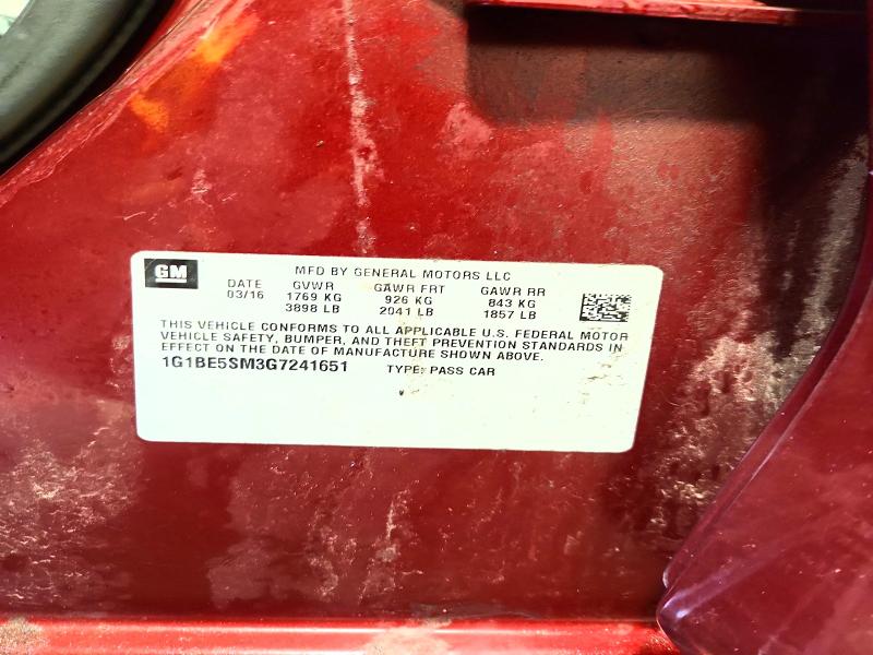 48646876 :رقم المزاد ، 1G1BE5SM3G7241651 vin ، 2016 Chevrolet Cruze مزاد بيع