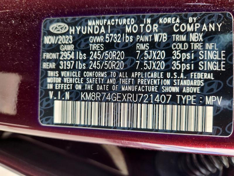 Auction sale of the 2024 Hyundai Palisade, vin: KM8R74GEXRU721407, lot number: 48975436