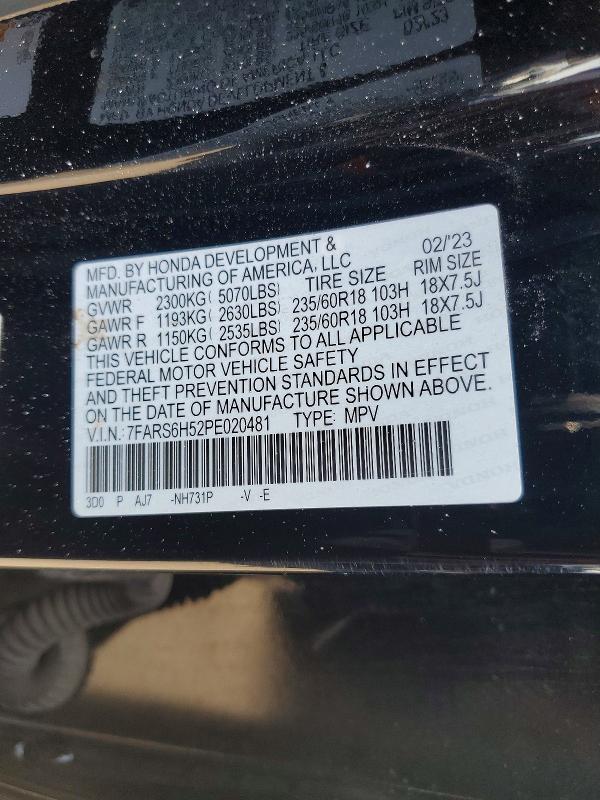 Aukcja sprzedaży 2023 Honda Crv, vin: 7FARS6H52PE020481, numer aukcji: 50455406