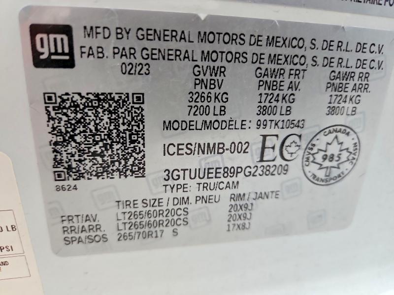 50567616 :رقم المزاد ، 3GTUUEE89PG238209 vin ، 2023 Gmc Sierra مزاد بيع