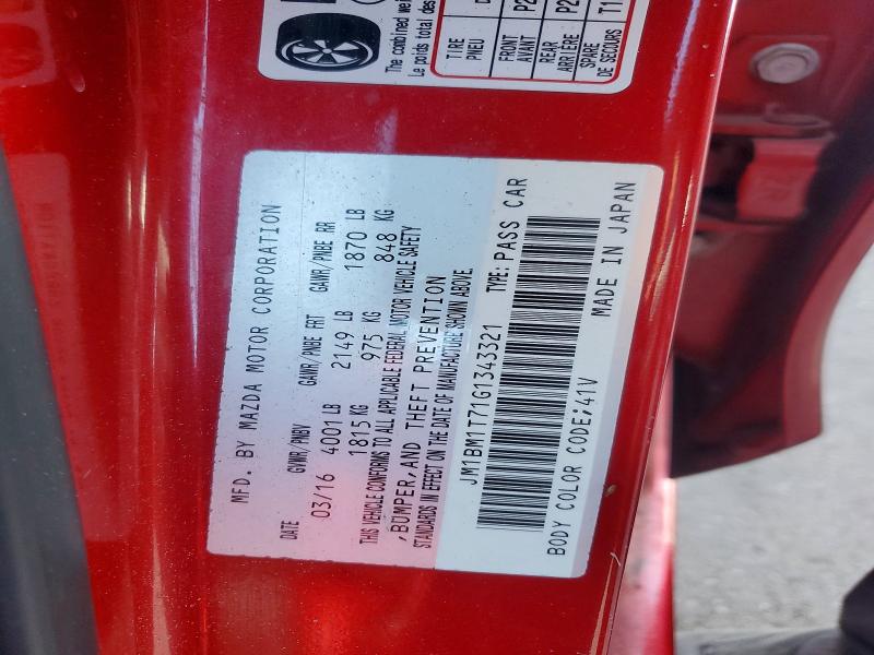 2016 Mazda 3 მანქანა იყიდება აუქციონზე, vin: JM1BM1T71G1343321, აუქციონის ნომერი: 50802276