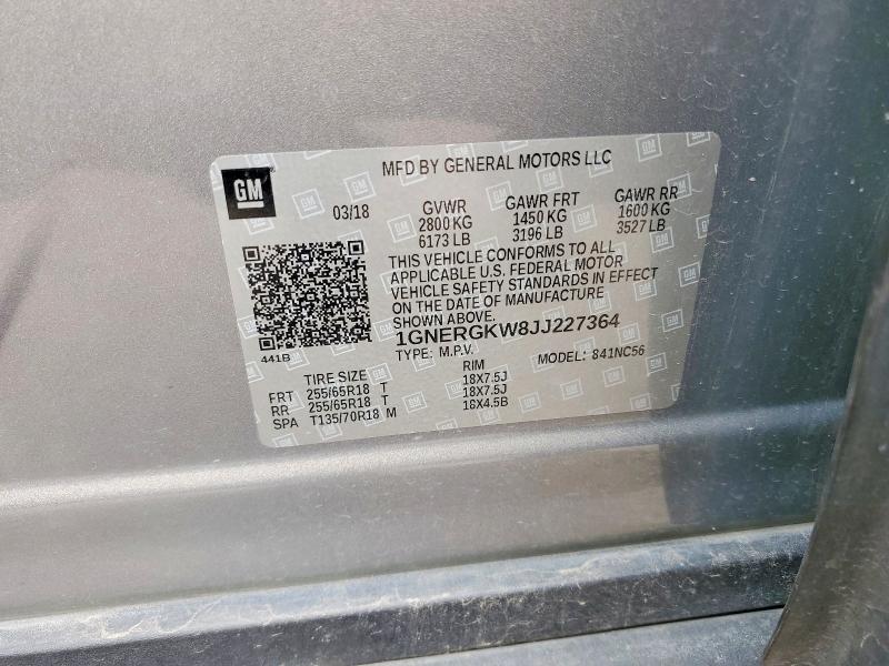Aukcja sprzedaży 2018 Chevrolet Traverse, vin: 1GNERGKW8JJ227364, numer aukcji: 51179376