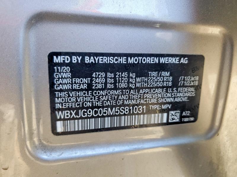 Продажа на аукционе авто 2021 Bmw X1, vin: WBXJG9C05M5S81031, номер лота: 50255486