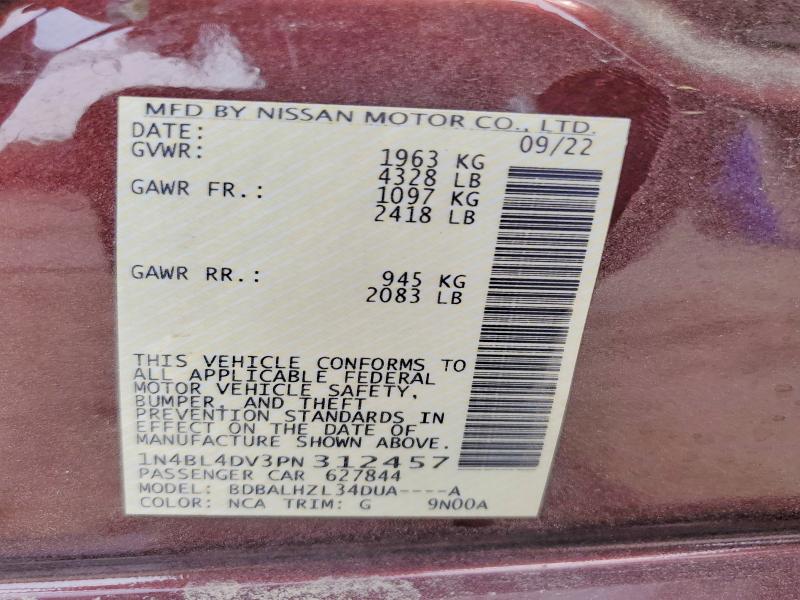 Продажа на аукционе авто 2023 Nissan Altima, vin: 1N4BL4DV3PN312457, номер лота: 51070036