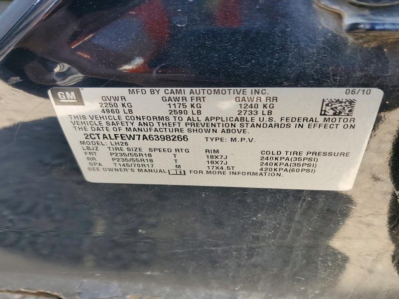 48104746 :رقم المزاد ، 2CTALFEW7A6398266 vin ، 2010 Gmc Terrain مزاد بيع