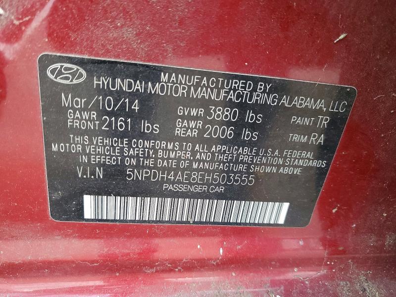Продаж на аукціоні авто 2014 Hyundai Elantra, vin: 5NPDH4AE8EH503555, номер лоту: 48824186