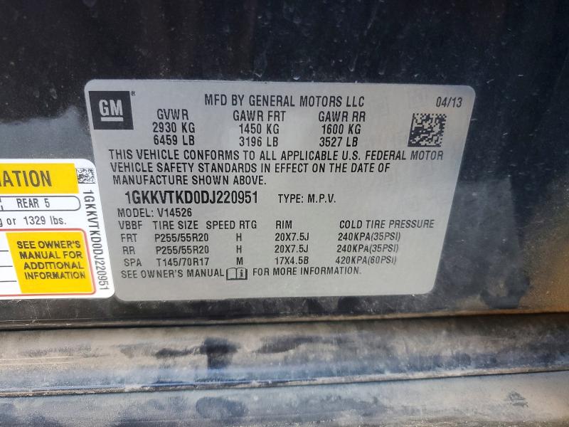 Aukcja sprzedaży 2013 Gmc Acadia, vin: 1GKKVTKD0DJ220951, numer aukcji: 49719666