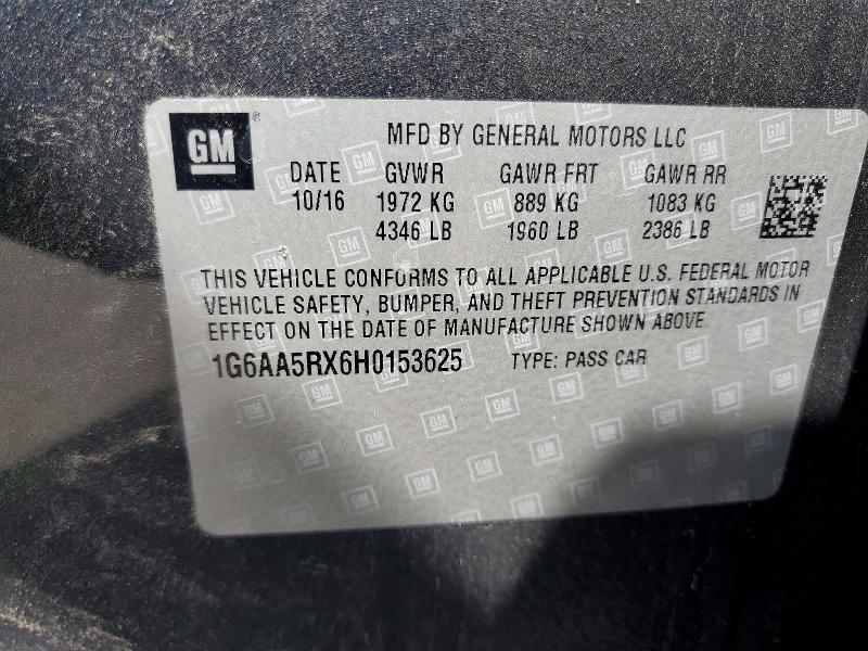 51374426 :رقم المزاد ، 1G6AA5RX6H0153625 vin ، 2017 Cadillac Ats مزاد بيع