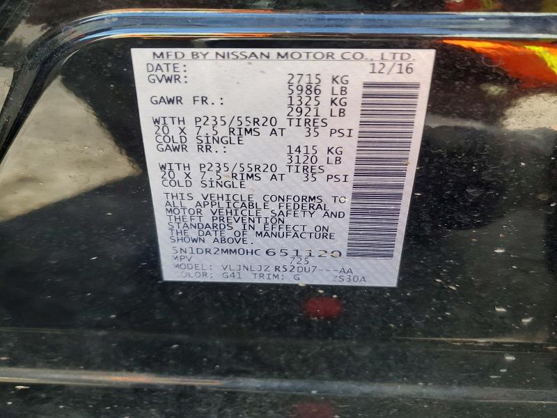 Aukcja sprzedaży 2017 Nissan Pathfinder, vin: 5N1DR2MM0HC651120, numer aukcji: 48872046