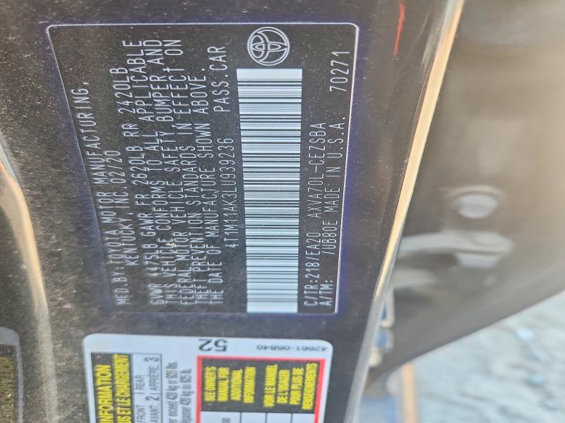 Auction sale of the 2020 Toyota Camry, vin: 4T1M11AK3LU939236, lot number: 48956066