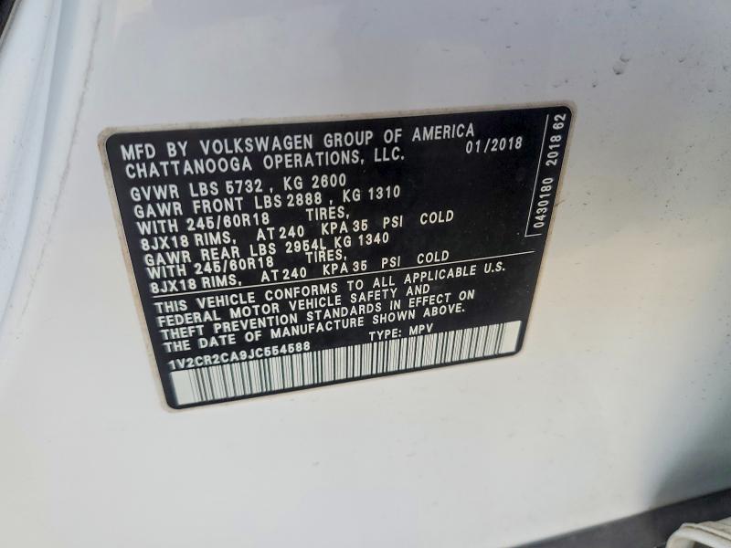 Aukcja sprzedaży 2018 Volkswagen Atlas, vin: 1V2CR2CA9JC554588, numer aukcji: 50325176