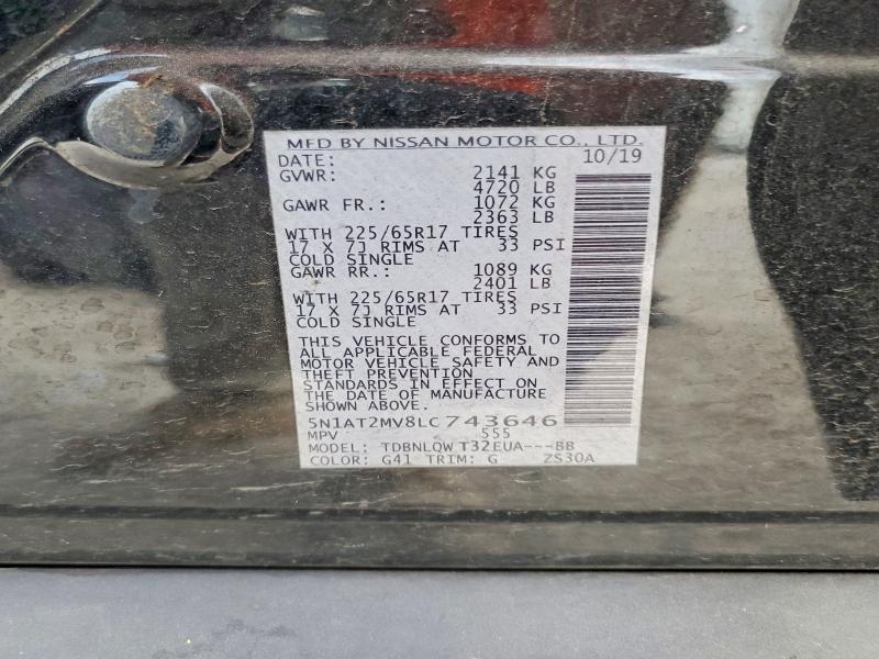 49709356 :رقم المزاد ، 5N1AT2MV8LC743646 vin ، 2020 Nissan Rogue مزاد بيع