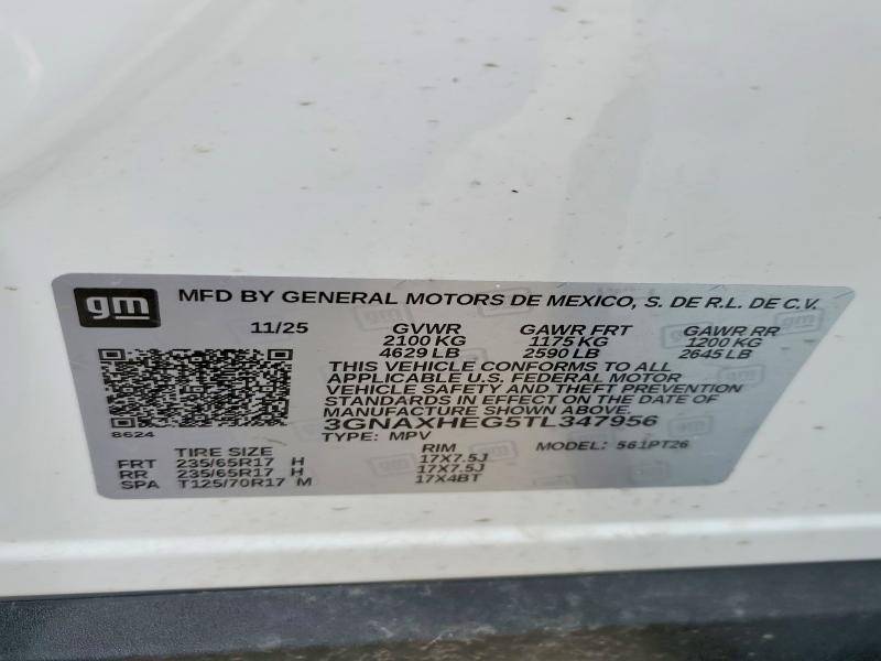Продажа на аукционе авто 2026 Chevrolet Equinox, vin: 3GNAXHEG5TL347956, номер лота: 52065046