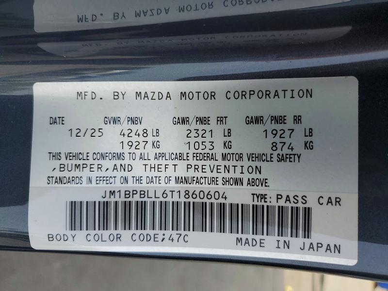 Aukcja sprzedaży 2026 Mazda 3, vin: JM1BPBLL6T1860604, numer aukcji: 49251146