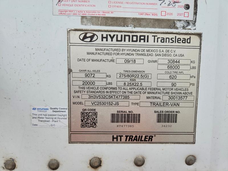 Продажа на аукционе авто 2018 Hyundai Translead Inc Trailers, vin: 3H3V532C5KT477385, номер лота: 48261476