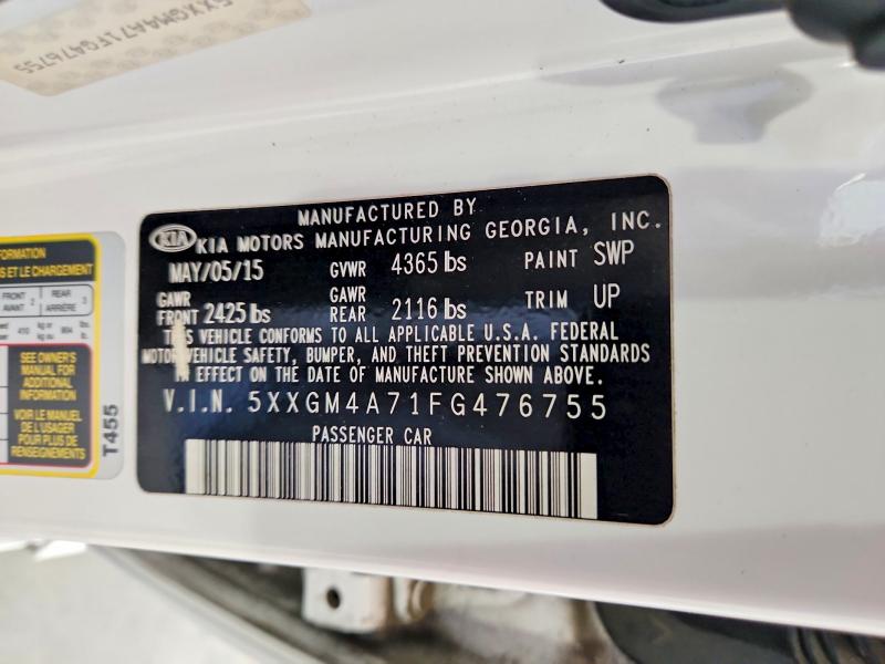 Aukcja sprzedaży 2015 Kia Optima, vin: 5XXGM4A71FG476755, numer aukcji: 50719886