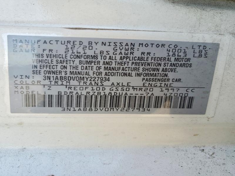 Продаж на аукціоні авто 2021 Nissan Sentra, vin: 3N1AB8DV0MY227934, номер лоту: 50154536