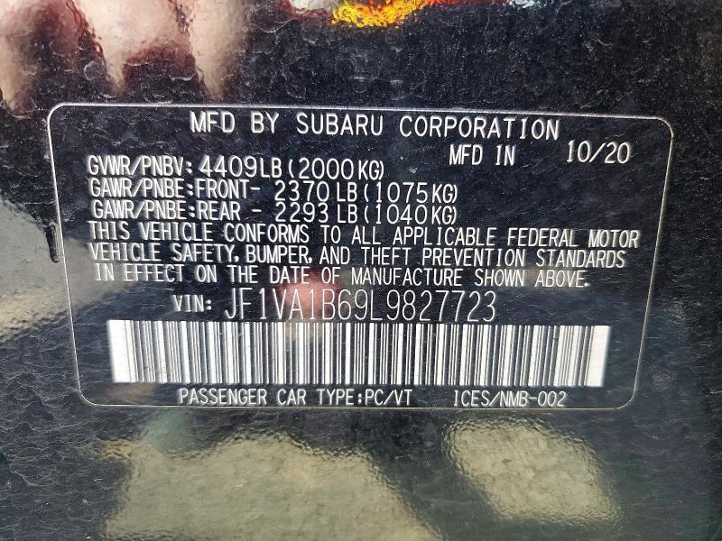Aukcja sprzedaży 2020 Subaru Wrx, vin: JF1VA1B69L9827723, numer aukcji: 49059856