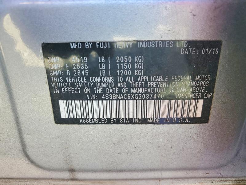 Aukcja sprzedaży 2016 Subaru Legacy, vin: 4S3BNAC6XG3037470, numer aukcji: 51165756