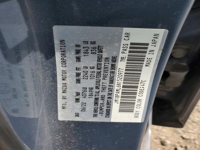 Aukcja sprzedaży 2022 Mazda 3, vin: JM1BPAML6N1520977, numer aukcji: 51673946