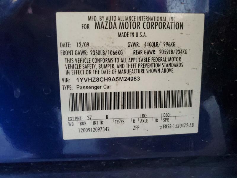 48870816 :رقم المزاد ، 1YVHZ8CH9A5M24963 vin ، 2010 Mazda 6 مزاد بيع